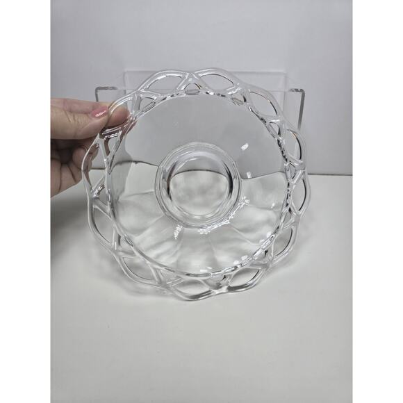 Vintage Imperial Glass Crocheted Crystal Clear Plate Dish - Picture 1 of 5